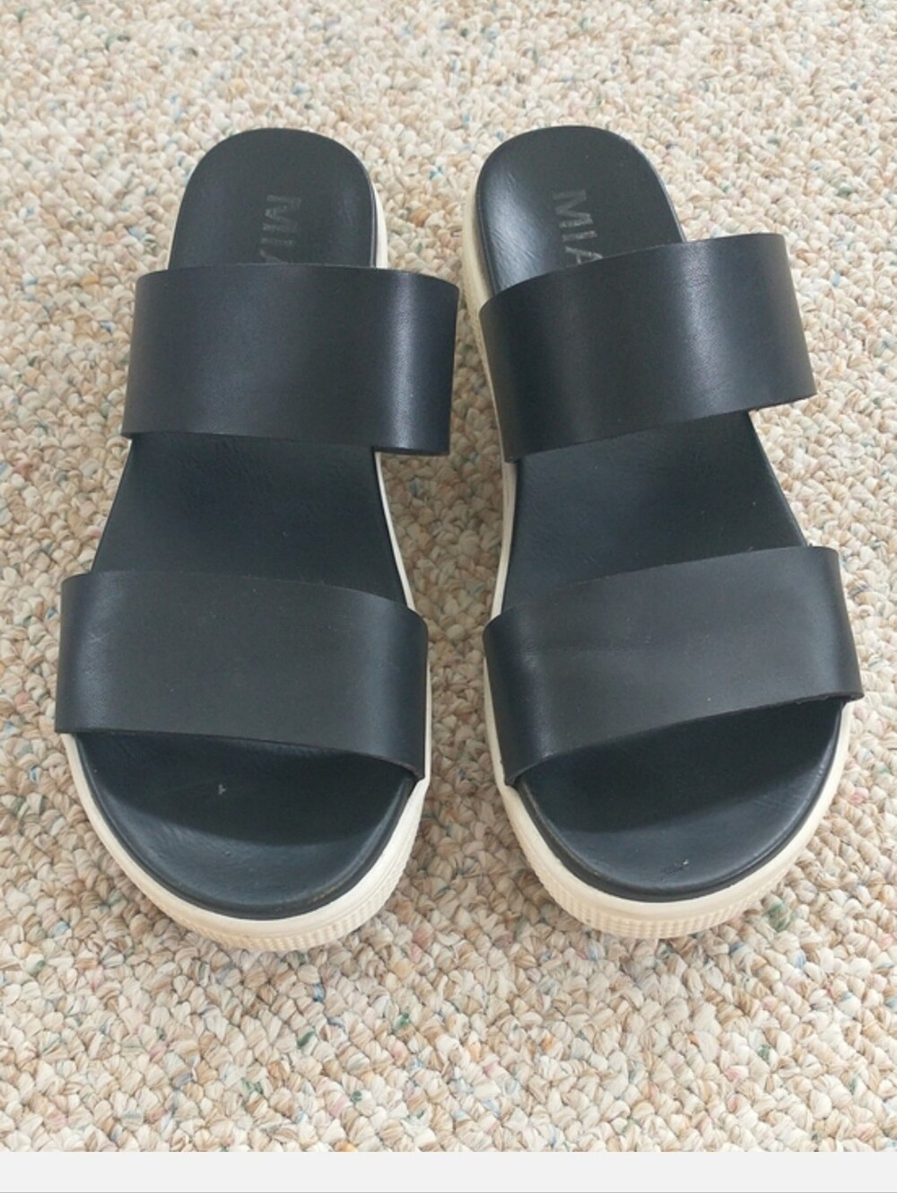 MIA Faux Leather Vegan Leather Sandals Slides 1.25" Heel Size 7.5
